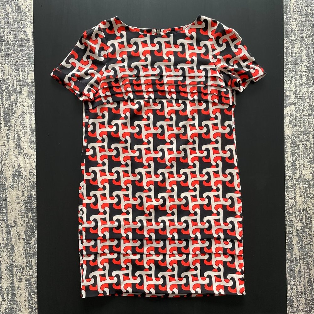 Orange and Black Geometric Patterned Dress